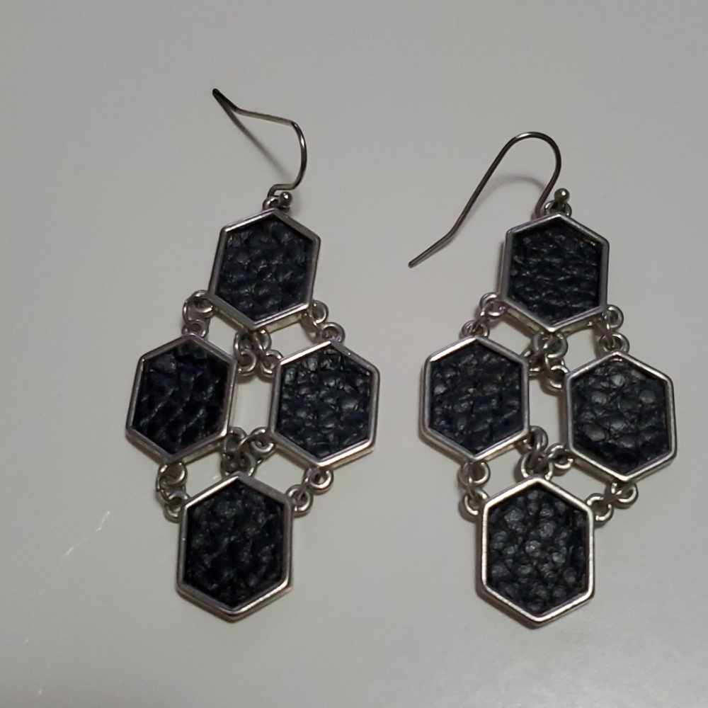 Silver and Black Earrings